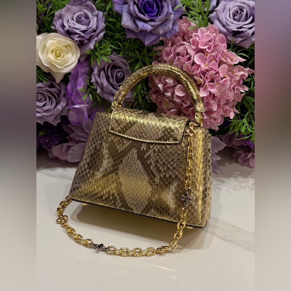 Louis Vuitton Capucines Mini Gold Python Handbag - Picture 3 of 9
